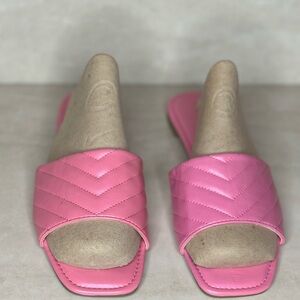 Pink Quilted Slide Sandals - Women's Comfortable Summer Slides